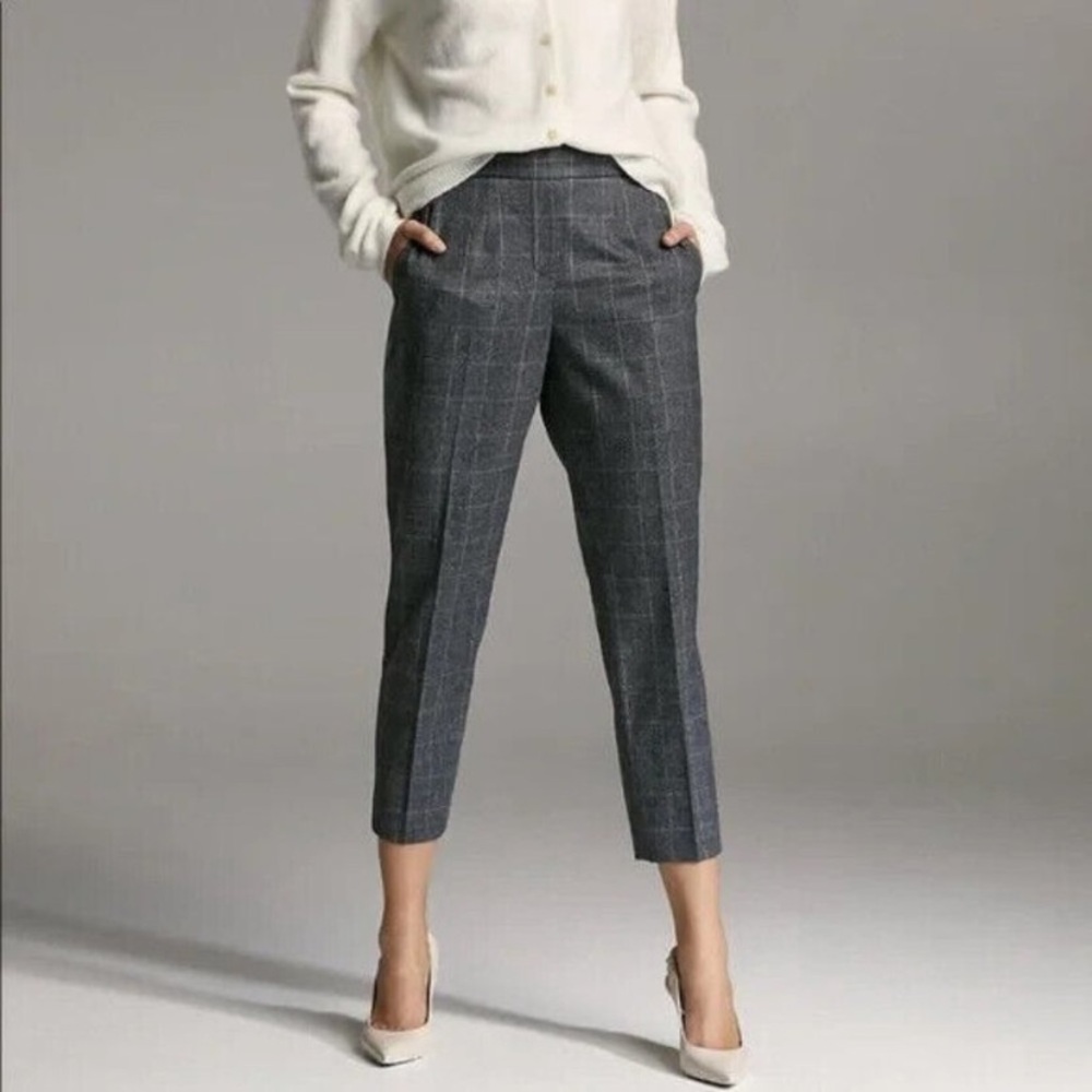 Aritzia Charcoal Checkered Cropped Pants
